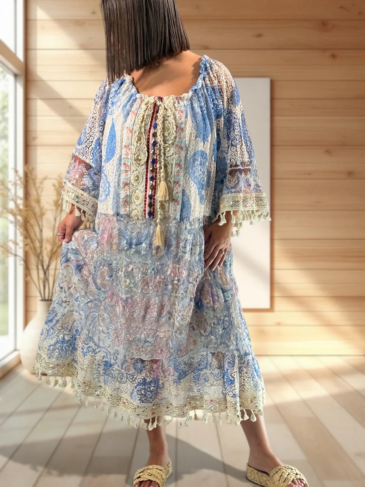 BORA BORA - ROBE BOHEME EN DENTELLE JUSQU'A LA TAILLE 54