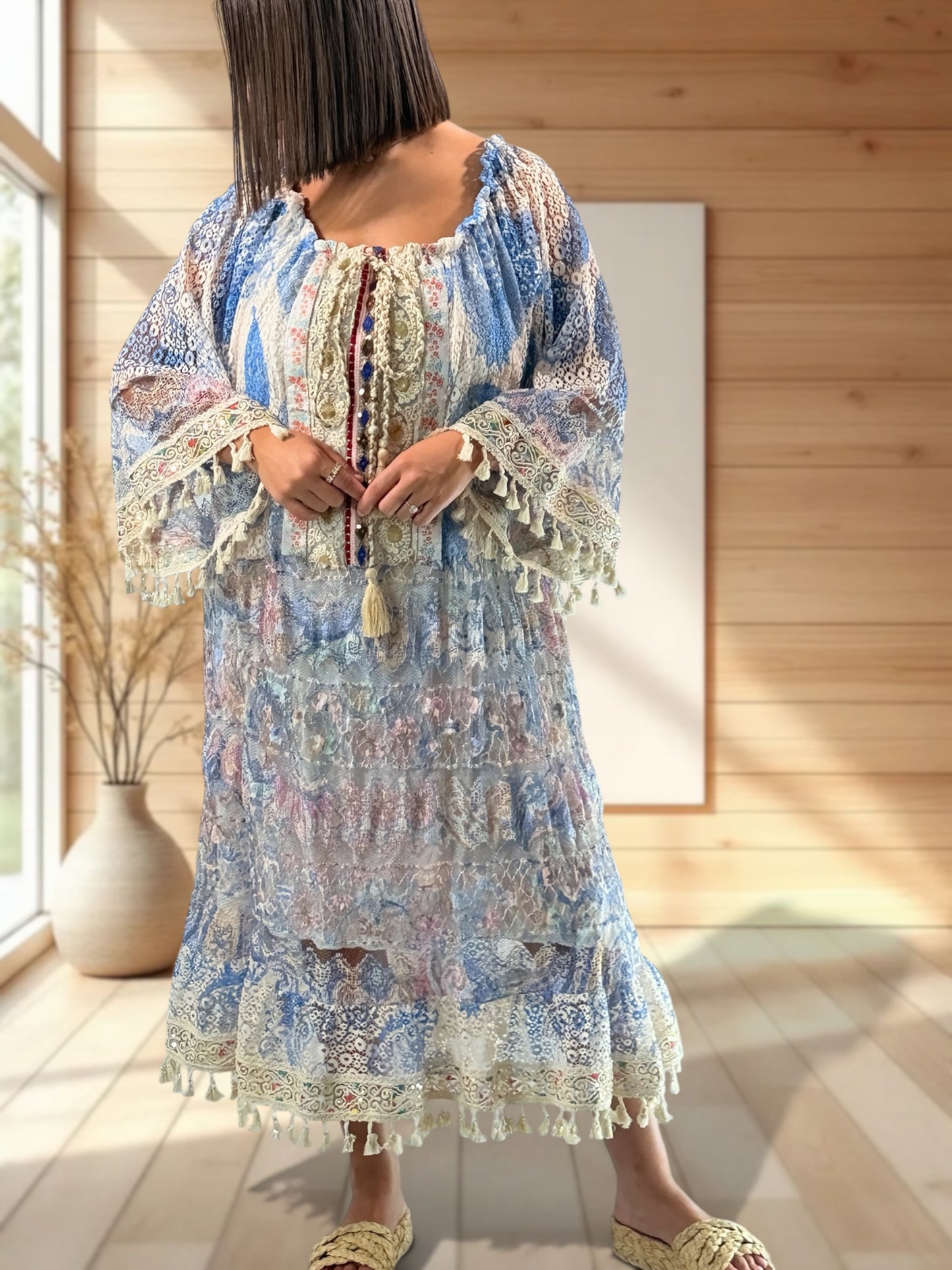BORA BORA - ROBE BOHEME EN DENTELLE JUSQU'A LA TAILLE 54