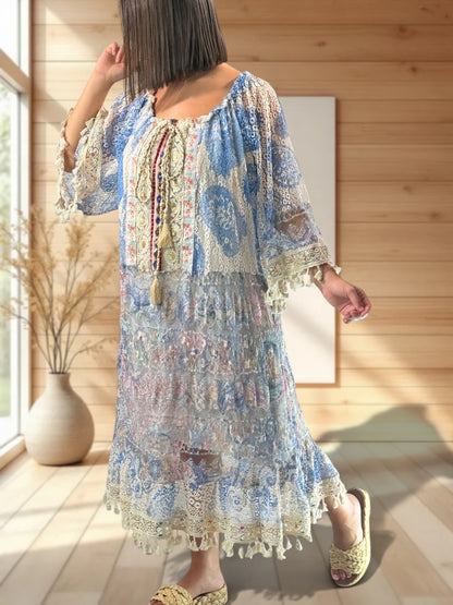 BORA BORA - ROBE BOHEME EN DENTELLE JUSQU'A LA TAILLE 54