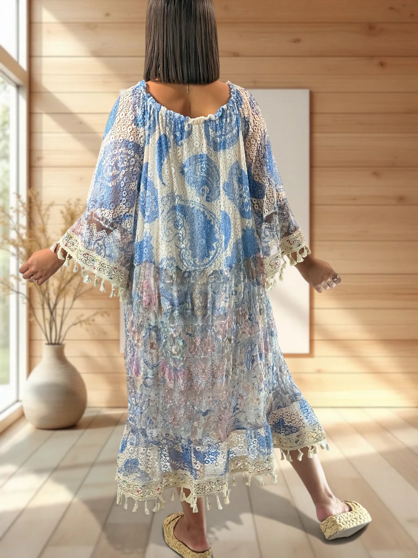 BORA BORA - ROBE BOHEME EN DENTELLE JUSQU'A LA TAILLE 54