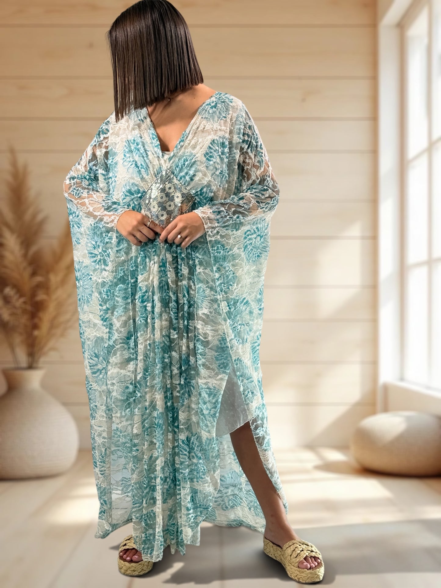 PAMPELONNE - ROBE BOHEME EN DENTELLE JUSQU'A LA TAILLE 56/58