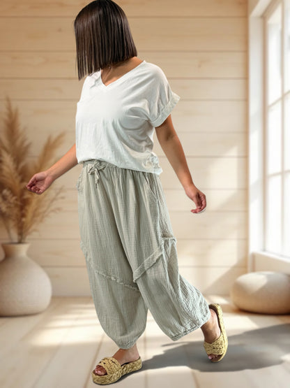 RICARDO - PANTALON BI-MATIERE BEIGE JUSQU'A LA TAILLE 52
