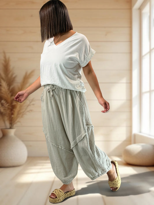 RICARDO - PANTALON BI-MATIERE BEIGE JUSQU'A LA TAILLE 52