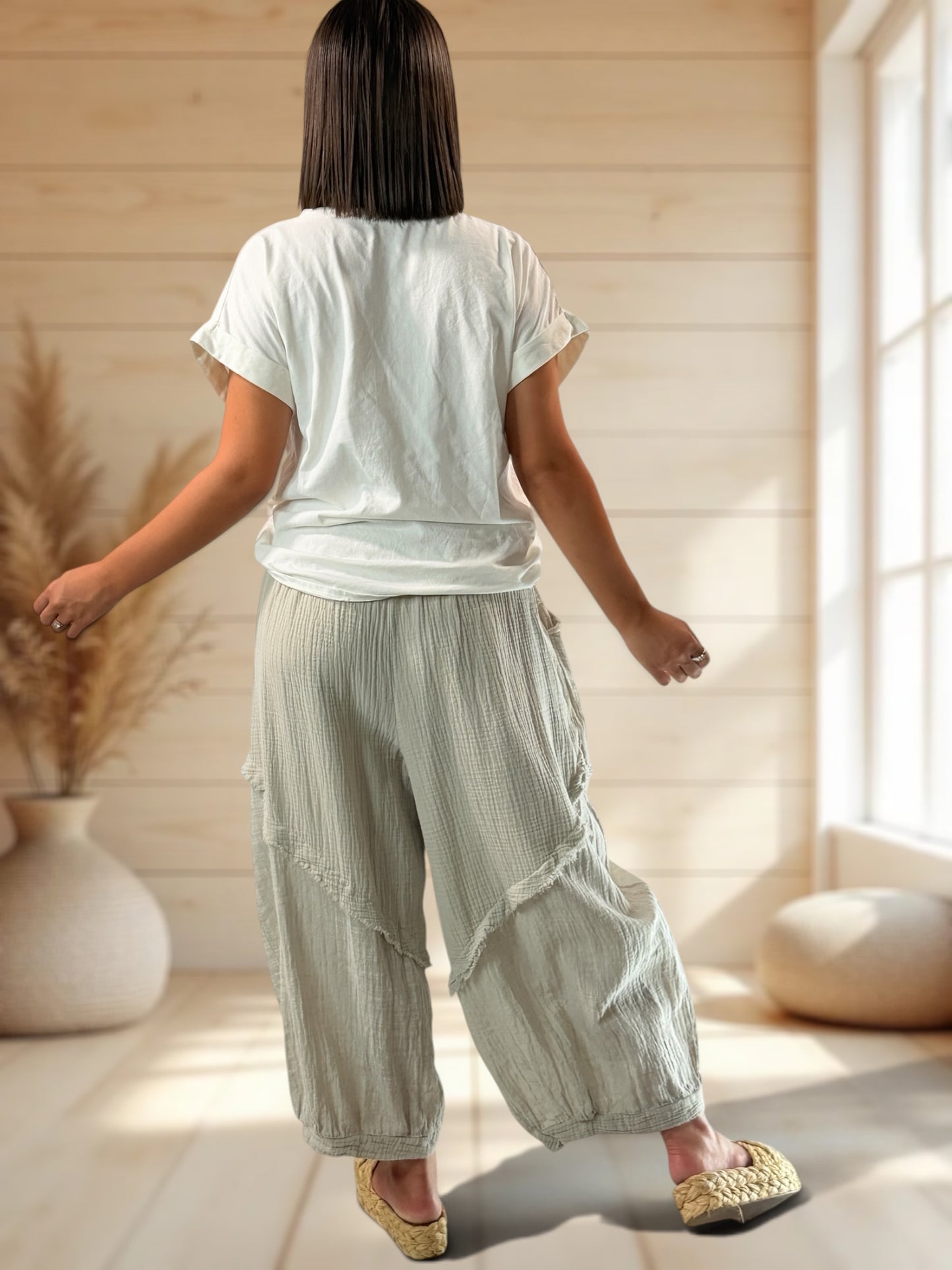 RICARDO - PANTALON BI-MATIERE BEIGE JUSQU'A LA TAILLE 52