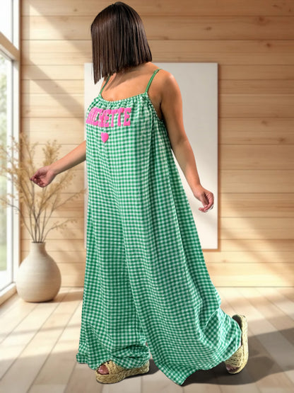 BICHETTE - COMBI OVERSIZE VICHY VERTE JUSQU'A LA TAILLE 56
