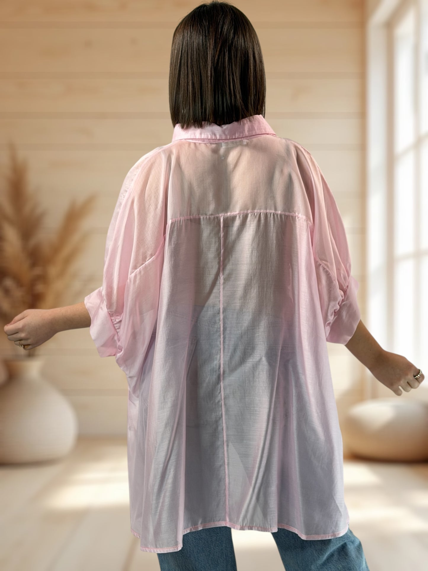 ORNELLA - TUNIQUE OVERSIZE ROSE A MOTIF JUSQU'A LA TAILLE 58