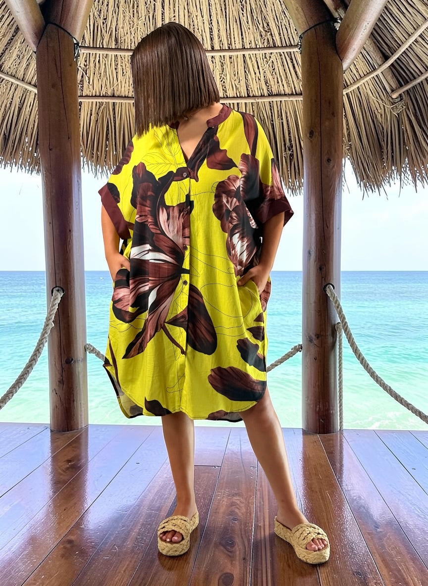 LOUISIE - ROBE OVERSIZE FLORALE JUSQU'A LA TAILLE 54
