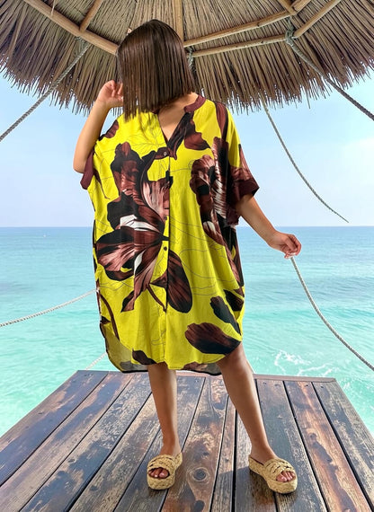 LOUISIE - ROBE OVERSIZE FLORALE JUSQU'A LA TAILLE 54