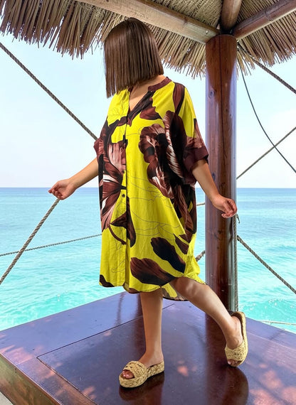LOUISIE - ROBE OVERSIZE FLORALE JUSQU'A LA TAILLE 54