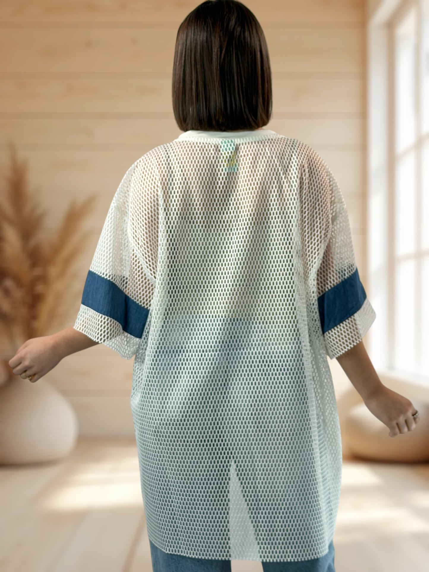 APRYL - T-SHIRT RESILLE BLANC A MOTIF JUSQU'A LA TAILLE 54