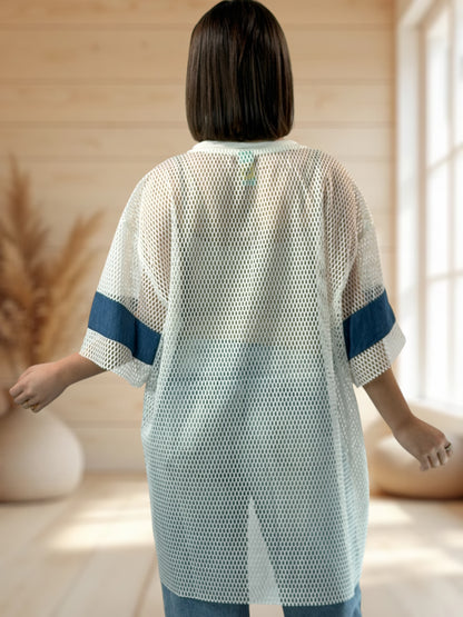 APRYL - T-SHIRT RESILLE BLANC A MOTIF JUSQU'A LA TAILLE 54