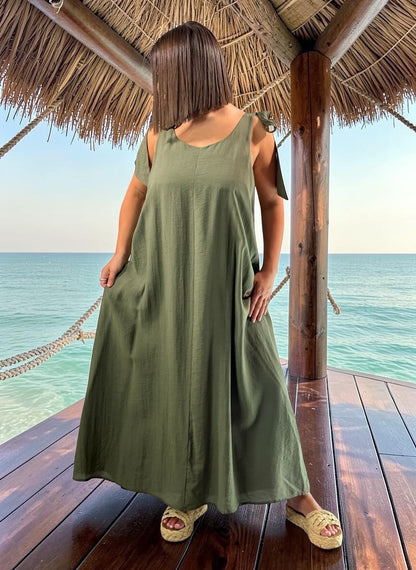 CHANTOU - ROBE LONGUE KAKI JUSQU'A LA TAILLE 48