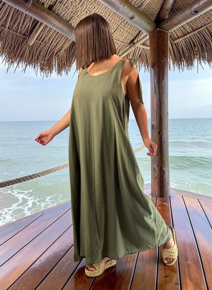 CHANTOU - ROBE LONGUE KAKI JUSQU'A LA TAILLE 48