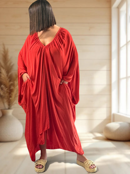 BARBARA - ROBE OVERSIZE ROUGE JUSQU'A LA TAILLE 60