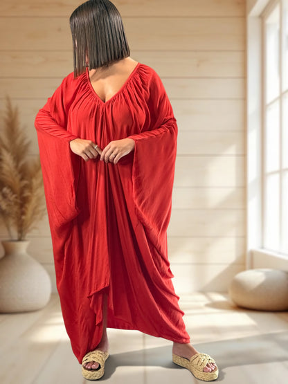 BARBARA - ROBE OVERSIZE ROUGE JUSQU'A LA TAILLE 60
