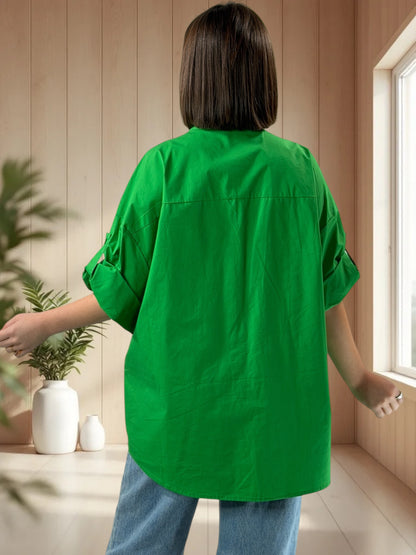 HAILEY - CHEMISE OVERSIZE VERTE JUSQU'A LA TAILLE 50/52