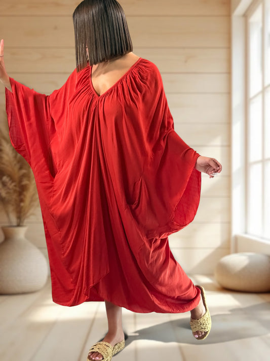 BARBARA - ROBE OVERSIZE ROUGE JUSQU'A LA TAILLE 60
