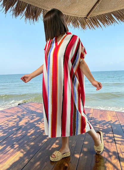 LISBETH - ROBE OVERSIZE A RAYURE ROUGE JUSQU'A LA TAILLE 56