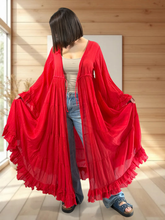 TAYLOR - KIMONO ROUGE JUSQU'A LA TAILLE 44
