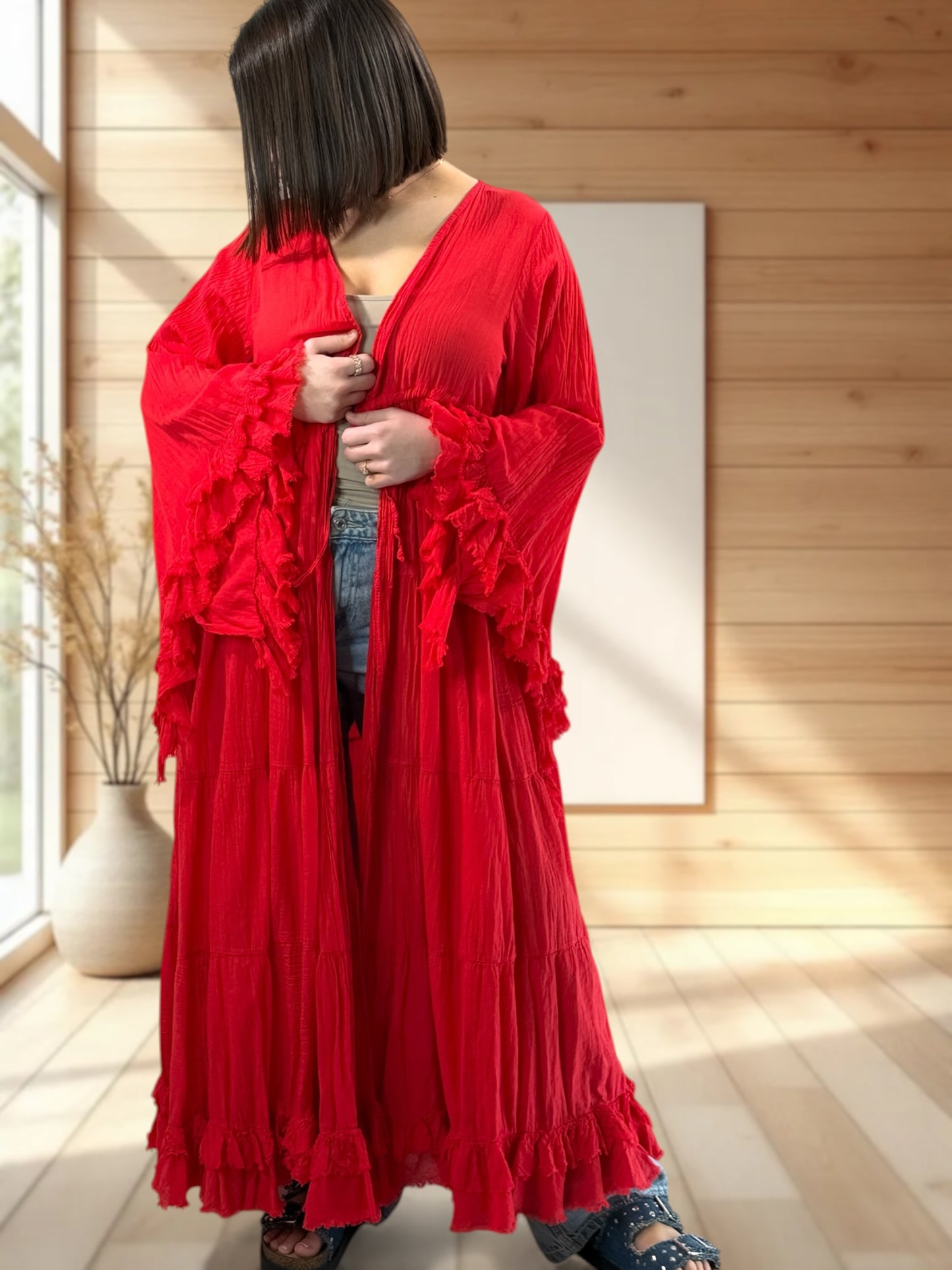 TAYLOR - KIMONO ROUGE JUSQU'A LA TAILLE 44