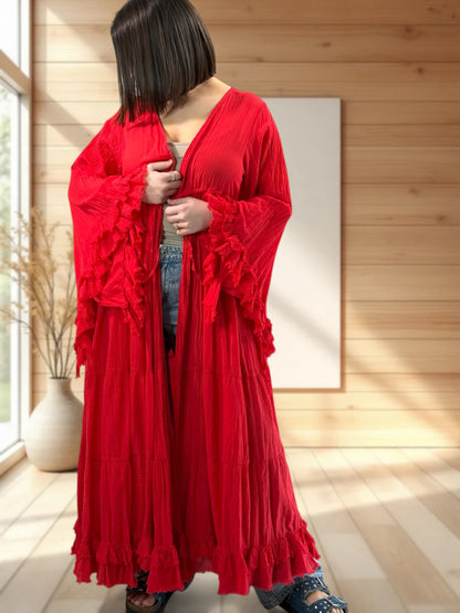 TAYLOR - KIMONO ROUGE JUSQU'A LA TAILLE 44