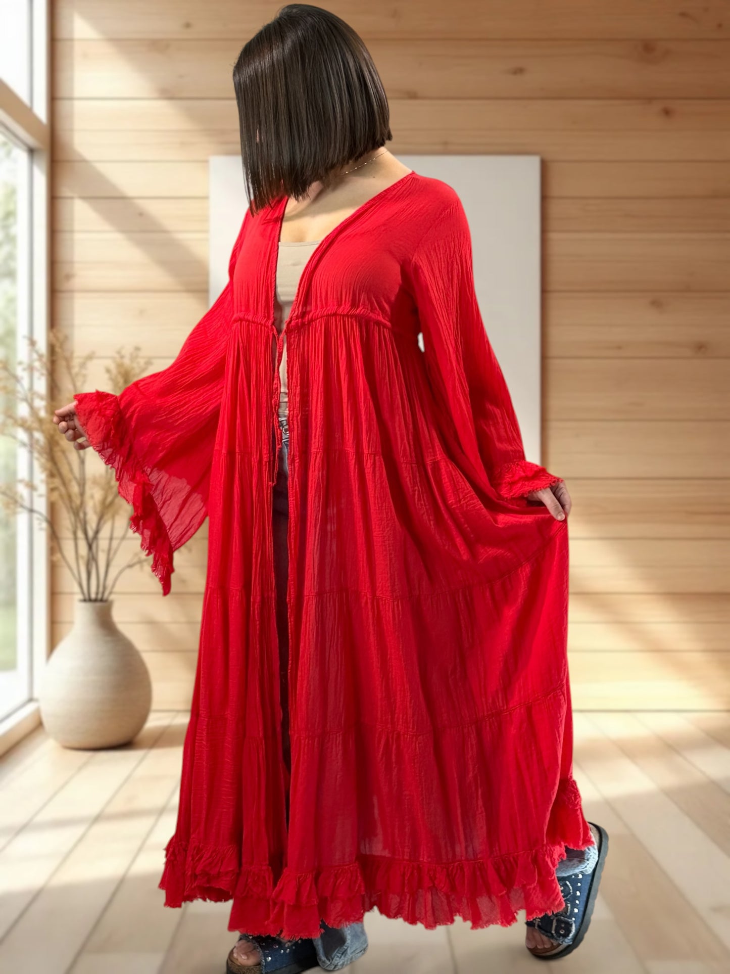 TAYLOR - KIMONO ROUGE JUSQU'A LA TAILLE 44