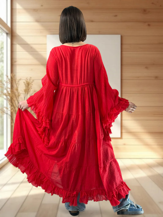 TAYLOR - KIMONO ROUGE JUSQU'A LA TAILLE 44