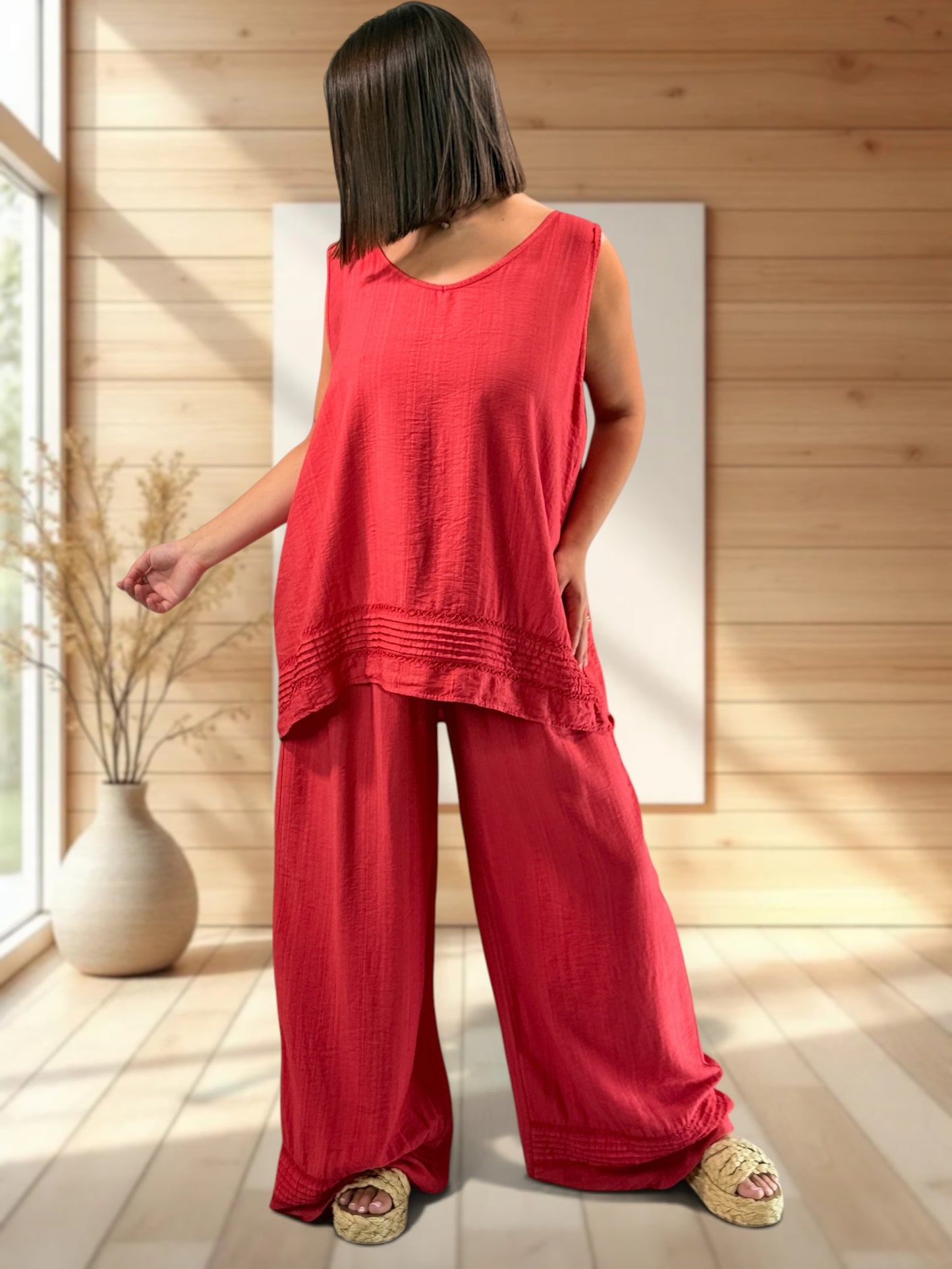 MADISON - TUNIQUE OVERSIZE ROUGE JUSQU'A LA TAILLE 50/52
