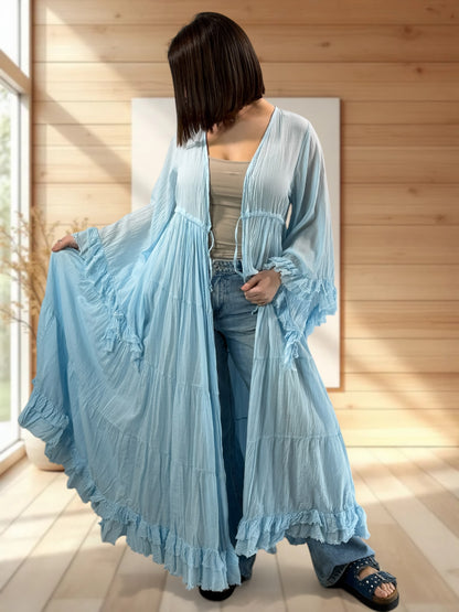 TAYLOR - KIMONO BLEU CIEL JUSQU'A LA TAILLE 44