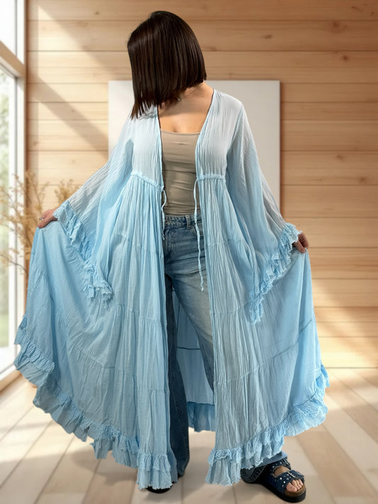 TAYLOR - KIMONO BLEU CIEL JUSQU'A LA TAILLE 44