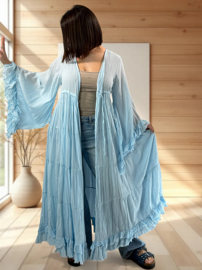 TAYLOR - KIMONO BLEU CIEL JUSQU'A LA TAILLE 44
