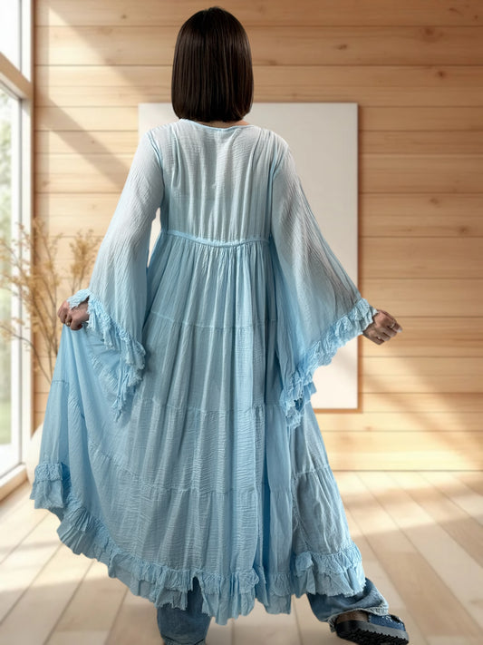 TAYLOR - KIMONO BLEU CIEL JUSQU'A LA TAILLE 44