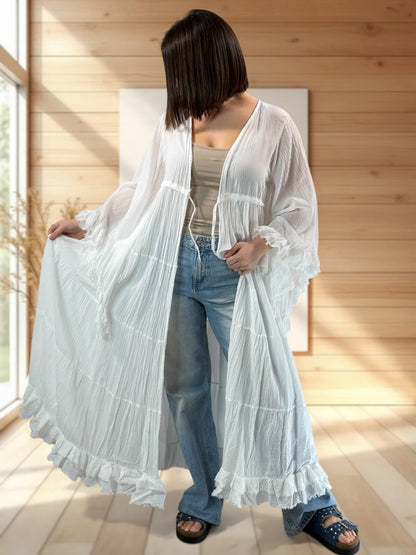TAYLOR - KIMONO BLANC JUSQU'A LA TAILLE 44
