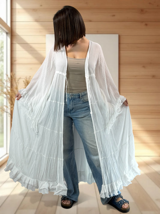 TAYLOR - KIMONO BLANC JUSQU'A LA TAILLE 44