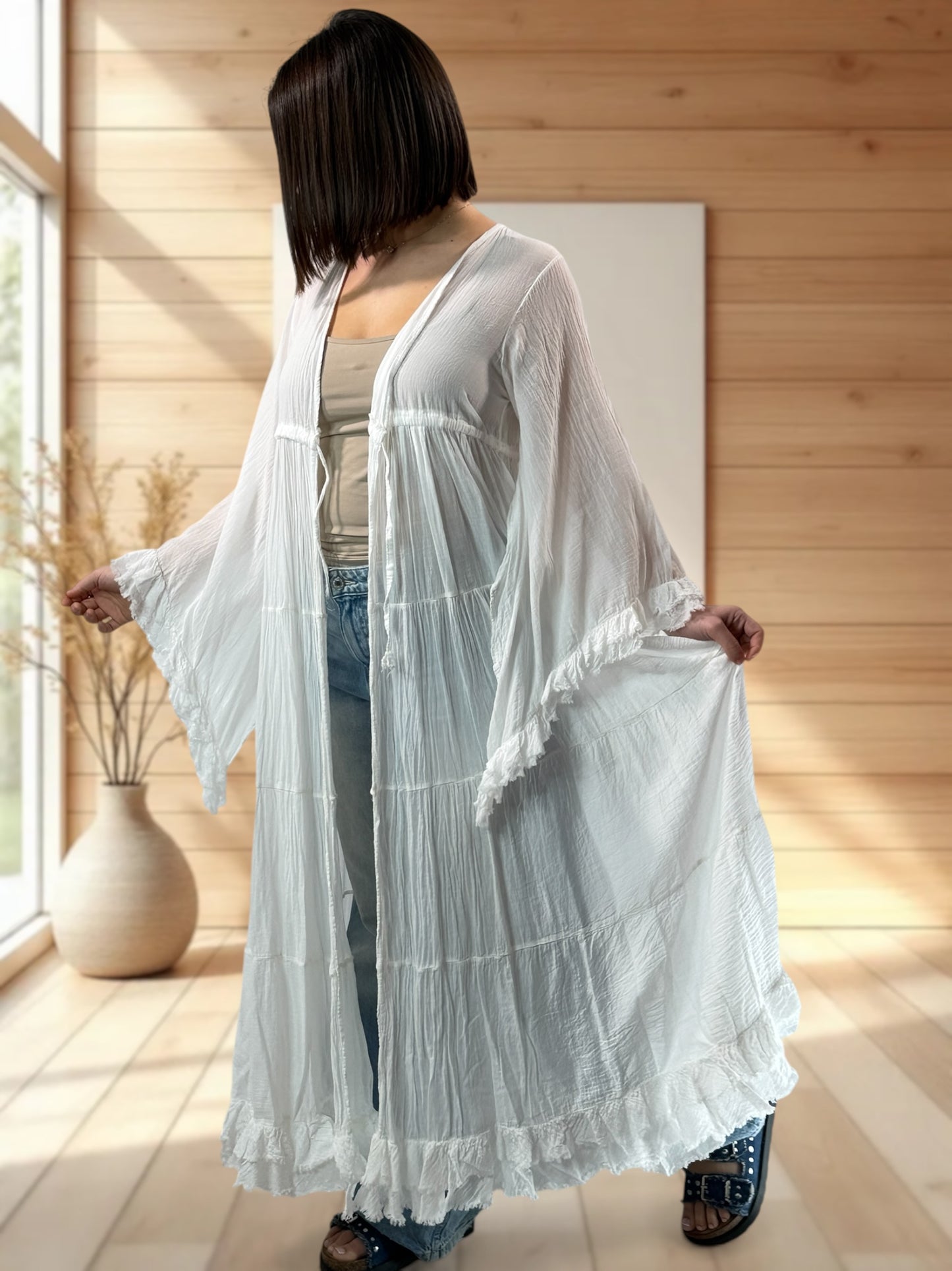TAYLOR - KIMONO BLANC JUSQU'A LA TAILLE 44