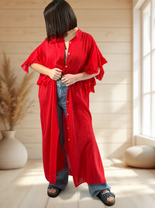 MARILYN - KIMONO ROUGE JUSQU'A LA TAILLE 52