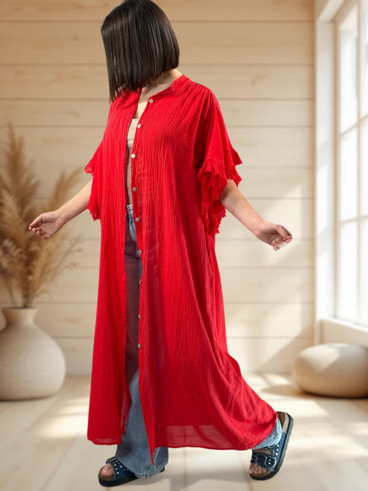 MARILYN - KIMONO ROUGE JUSQU'A LA TAILLE 52