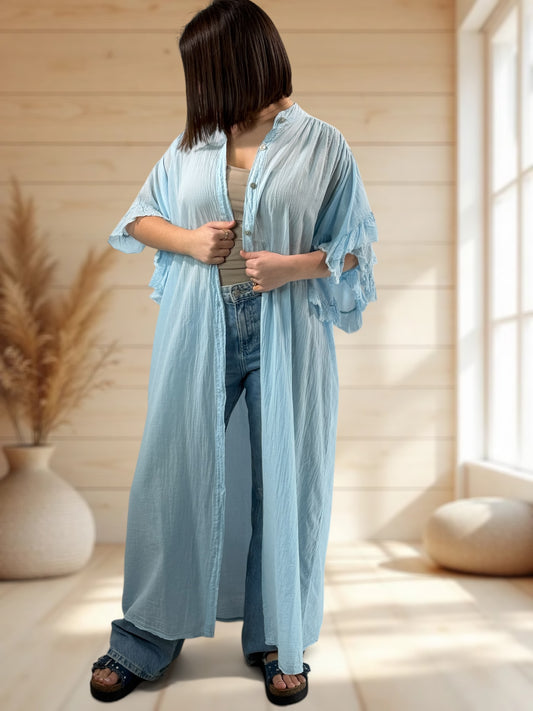 MARILYN - KIMONO BLEU CIEL JUSQU'A LA TAILLE 52