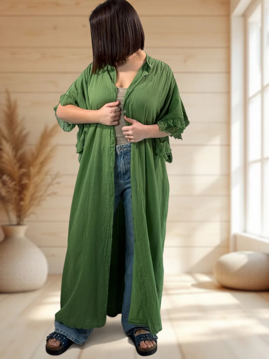 MARILYN - KIMONO VERT JUSQU'A LA TAILLE 52
