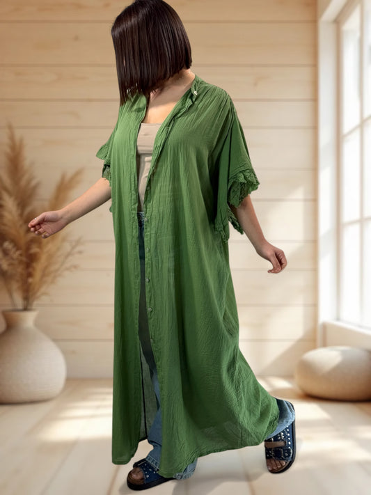 MARILYN - KIMONO VERT JUSQU'A LA TAILLE 52