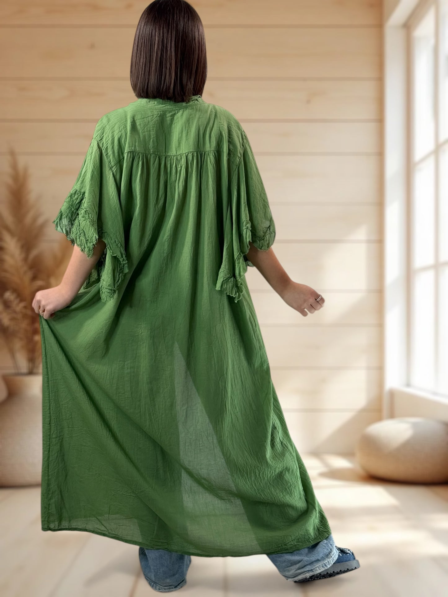 MARILYN - KIMONO VERT JUSQU'A LA TAILLE 52