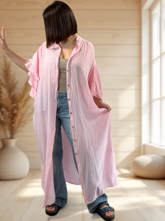 MARILYN - KIMONO ROSE JUSQU'A LA TAILLE 52
