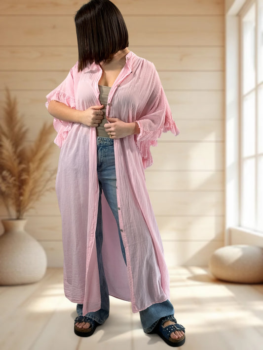 MARILYN - KIMONO ROSE JUSQU'A LA TAILLE 52