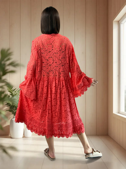 CORALIE - ROBE BOHEME EN DENTELLE JUSQU'A LA TAILLE 52