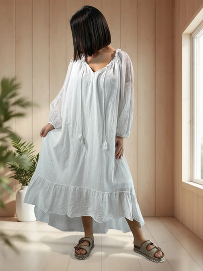 JULIETTE - ROBE BLANCHE EN COTON JUSQU'A LA TAILLE 50/52