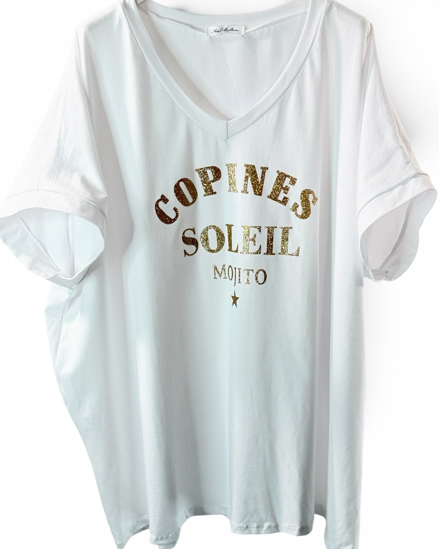 COPINES SOLEIL - T-SHIRT OVERSIZE BLANC JUSQU'A LA TAILLE 46/48 A 56/58