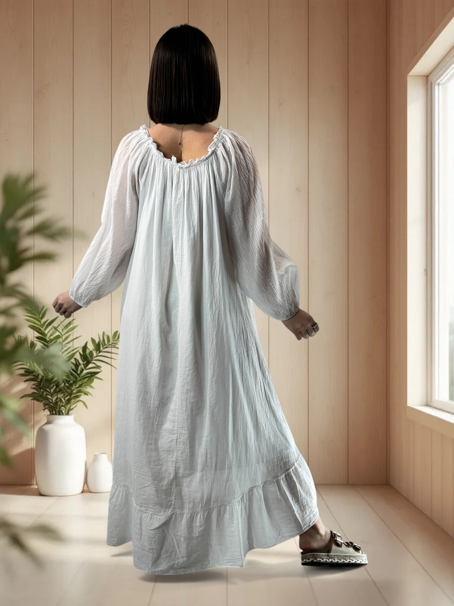 JULIETTE - ROBE BLANCHE EN COTON JUSQU'A LA TAILLE 50/52