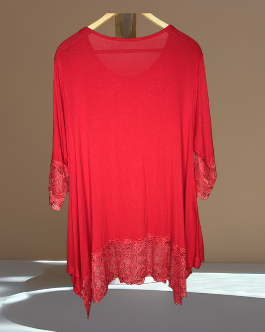 CINDY - TOP ROUGE TAILLE 46 A 56/58