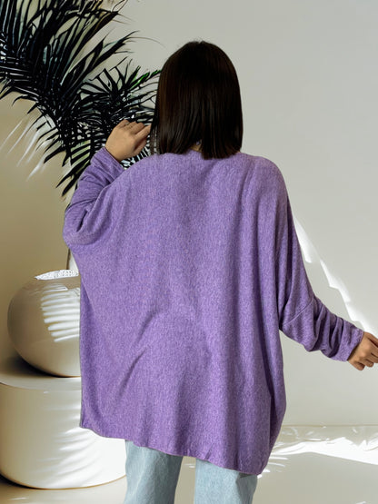 CAPRIO - PULL LILAS EN MAILLE FLUIDE JUSQU'A LA TAILLE 54