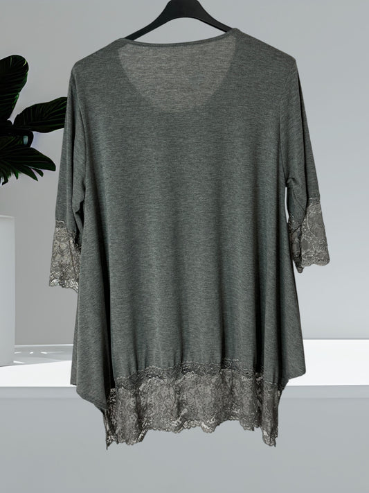 CINDY - TOP GRIS TAILLE 46 A 56/58